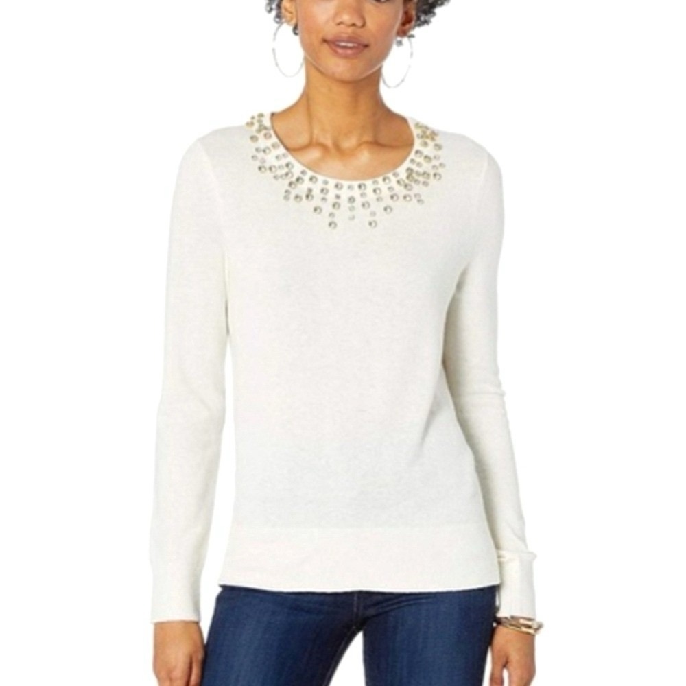 NWOT size L Lilly Pulitzer Odetta Sweater in coconut with Gold Embellishments